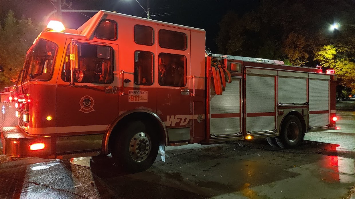 Fire truck at night