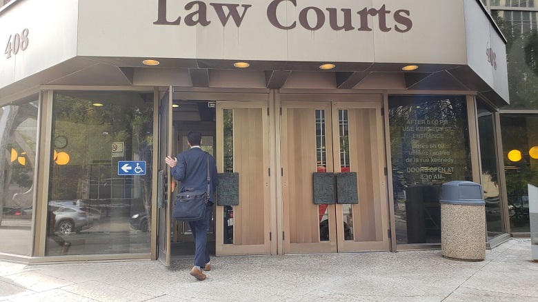 The front doors of the Law Courts in Winnipeg