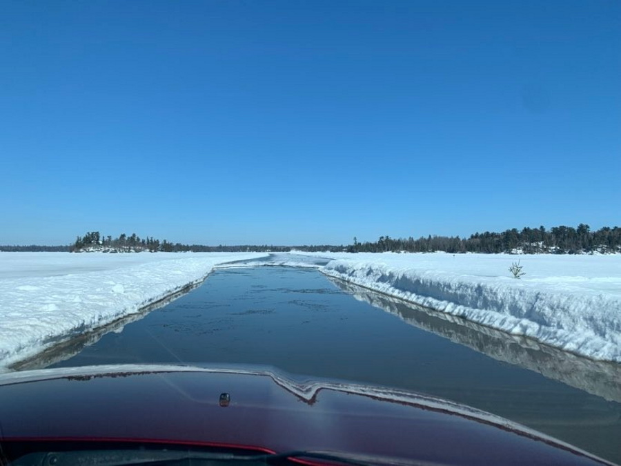 Ice roads with water on it