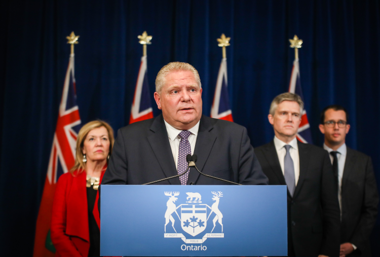 Doug Ford during a press briefing