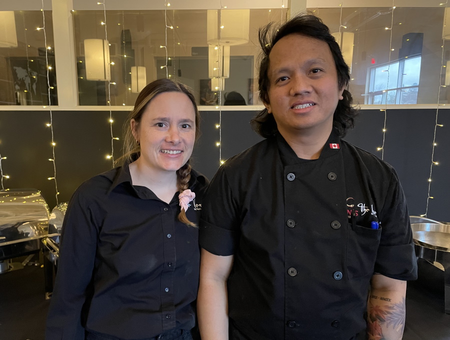Kelsey and Ken Dalida in their restaurant.