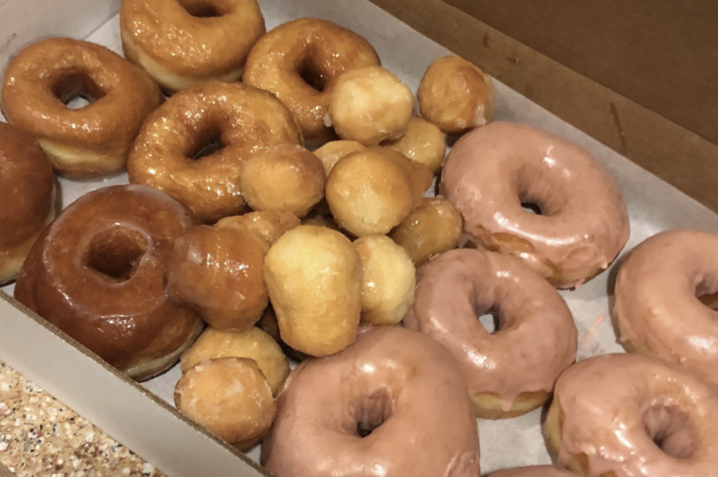 A box of glazed donuts
