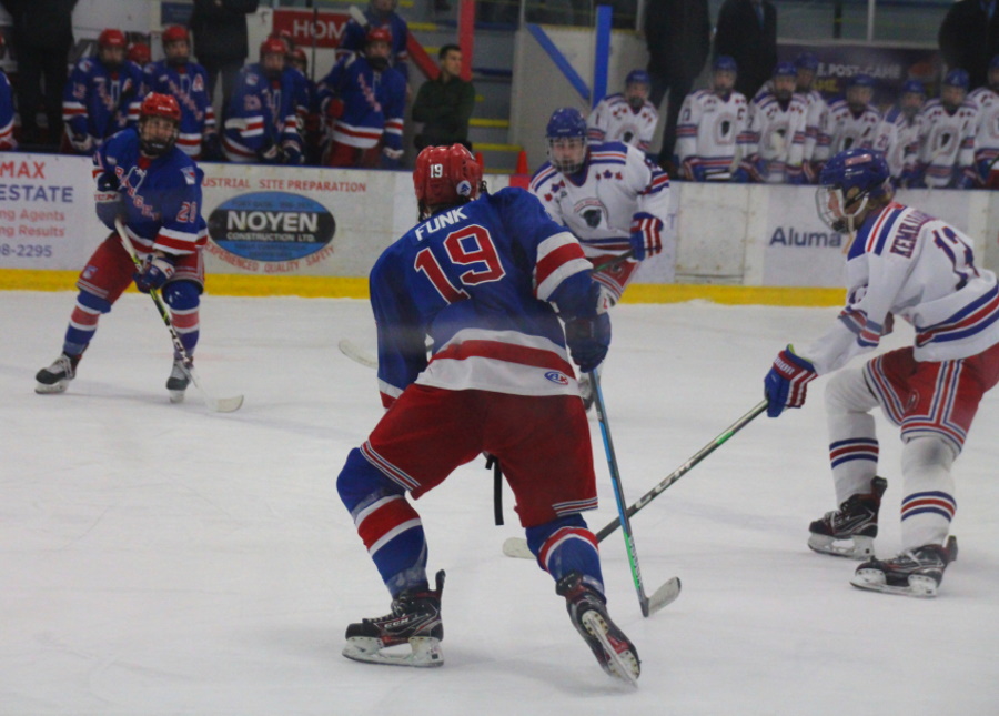 Ashton Funk on the ice during a Rangers game.
