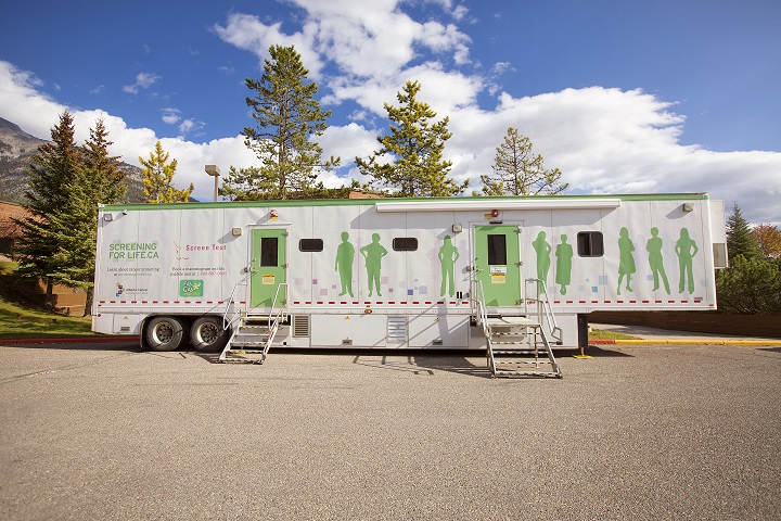 A mobile mammography trailer