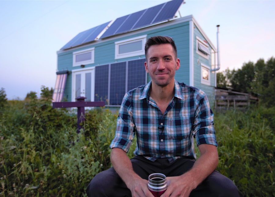 Kenton Zerbin in front of his Sturgeon County Tiny House.