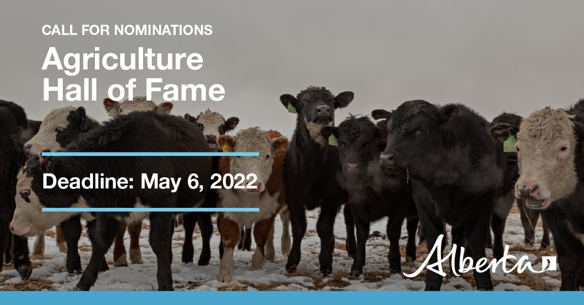 Promo for Agriculture Hall of Fame nominations with cattle in background w