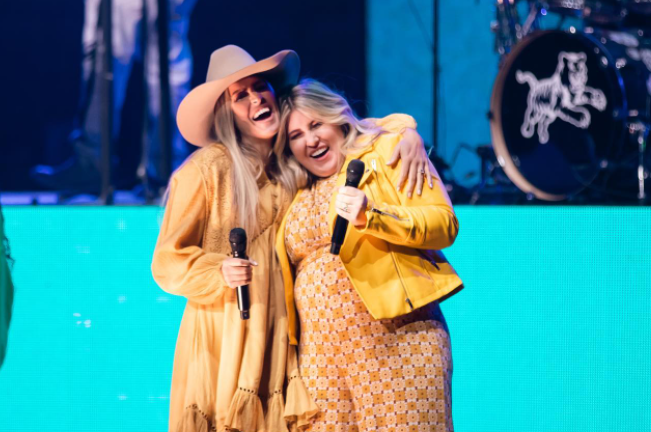 CAIN sisters Madison and Taylor on stage. 