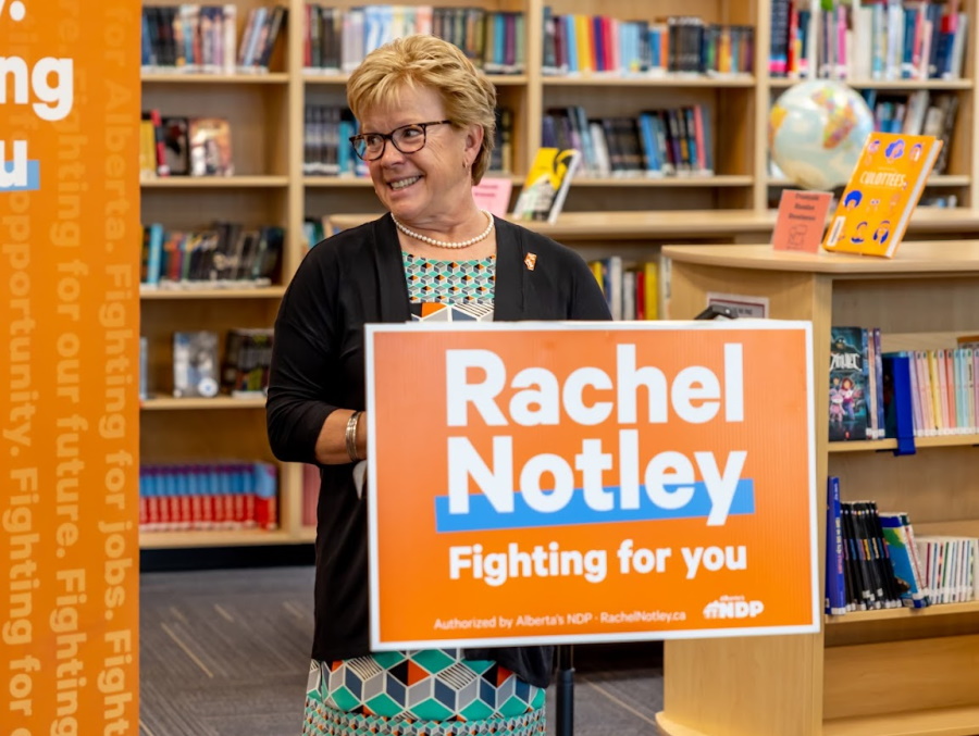 Karen Shaw speaking at her nomination event.