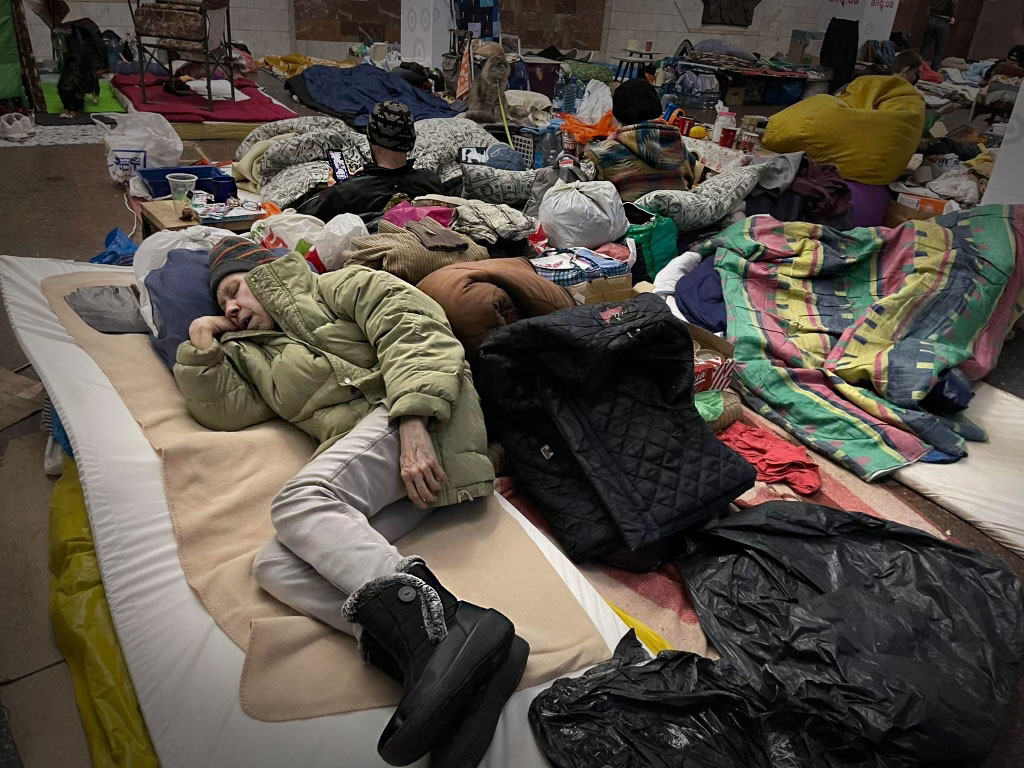 Refugees in a refugee camp