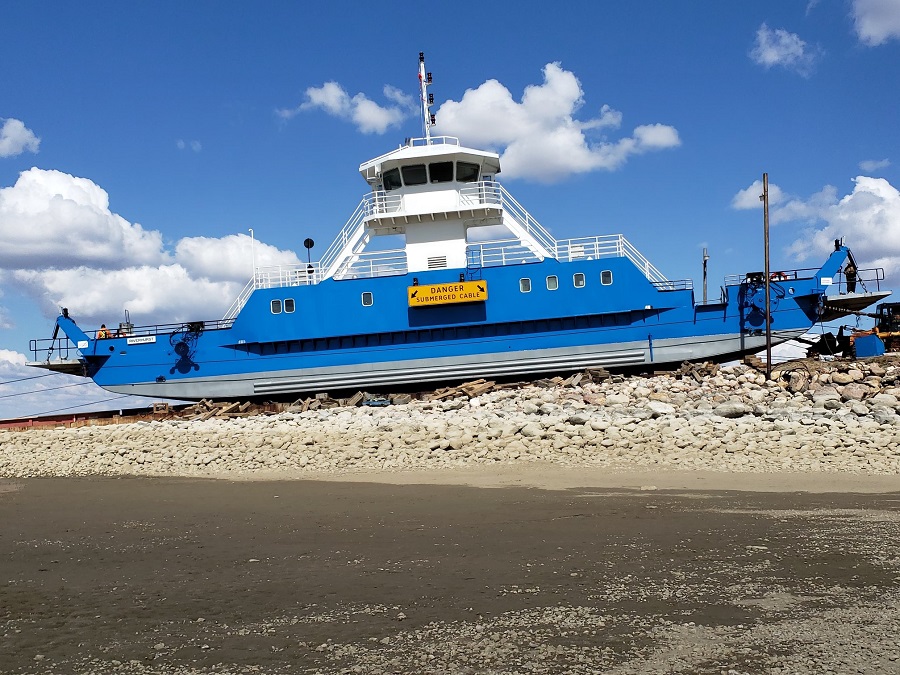 Riverhurst Ferry beached from low water