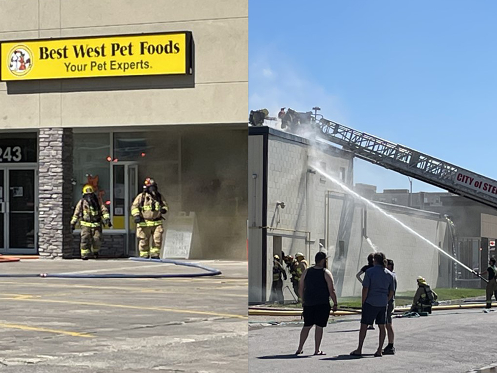 Crews battle fire in downtown Steinbach portals