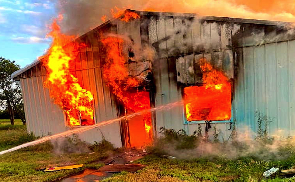 building on fire