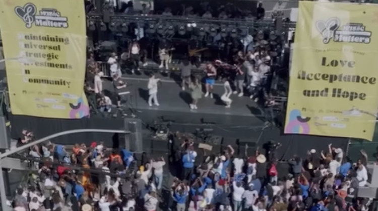 Maverick City Music and Kirk Franklin playing a free concert in Skid Row in L.A. 