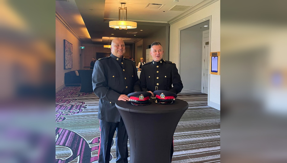 Winnipeg Constable Lee Hannesson of Langruth reacts to national award portals