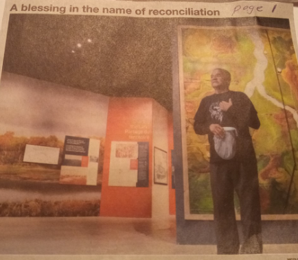 Peter YellowQuill at the museum in Niverville in the newspaper (provided)