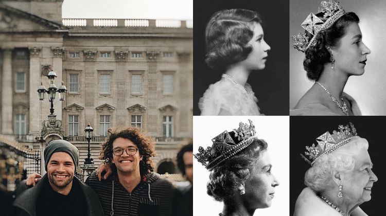 For King & Country beside pictures of the Queen. 