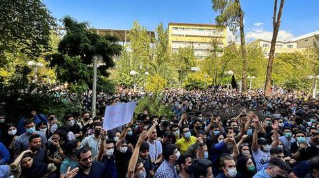 Iranian students protesting against hijab laws.