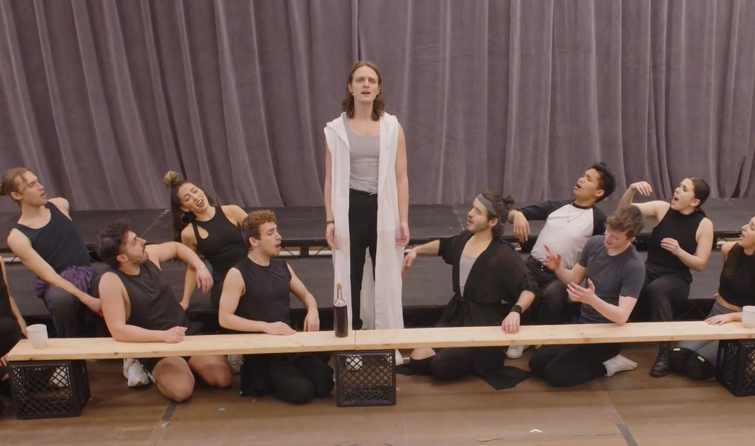 Cast from His Story: The Musical in rehearsal. 
