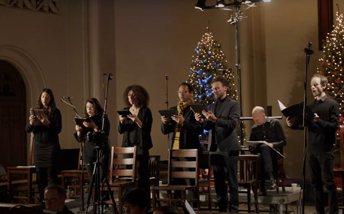 A choir singing a Coptic Christmas carol in New York. 