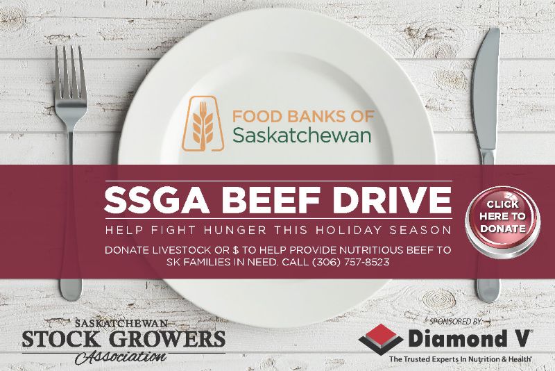 photo promoting SSGA beef drive  with empty plate with cutlery