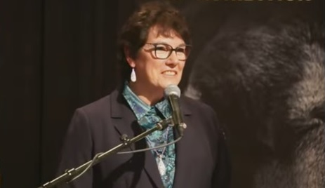 Kim Hextall speaking into a mic at CWA AGM