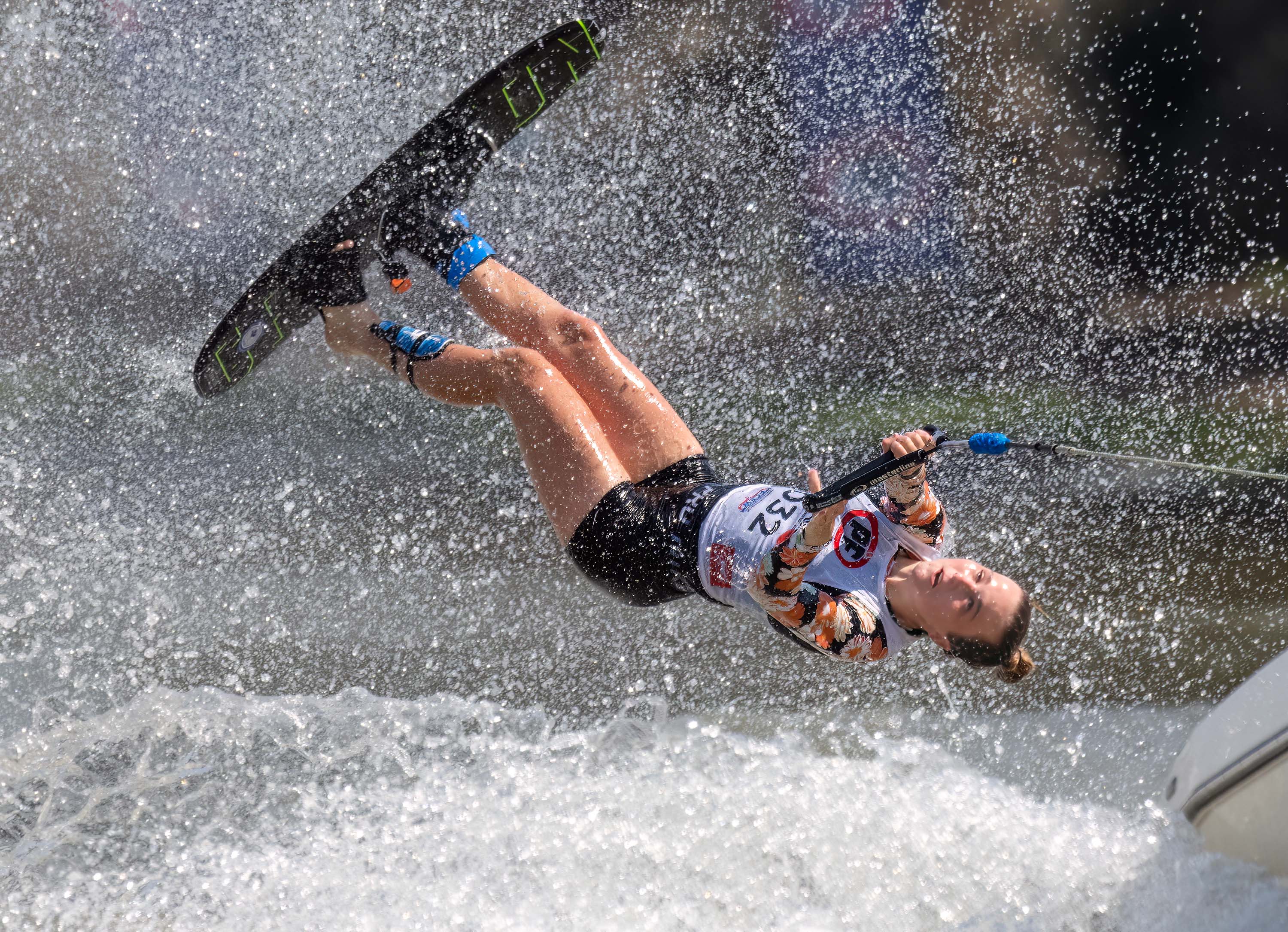 Megan Pelkey Trick Skis at the 2022 U17 World Championships + Photo Credit-Johnny Hayward Photography