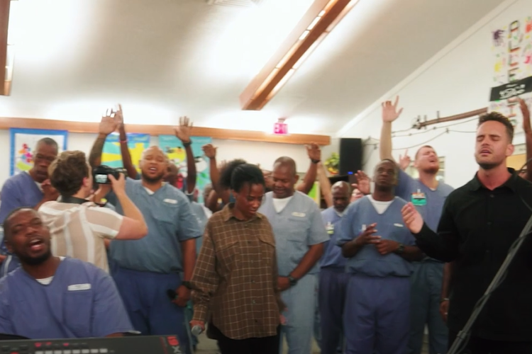 praise and worship at a max security prison (Screenshot: God Behind Bars/YouTube)