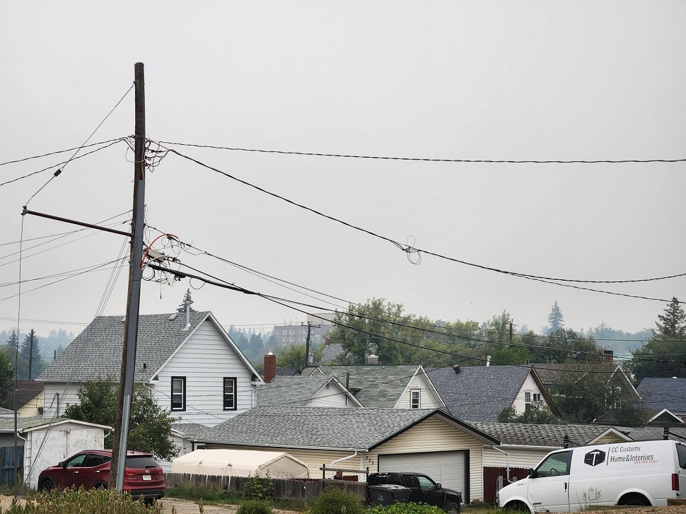 A smoky view into residential Swift Current. (photo by Hayden Michaels)