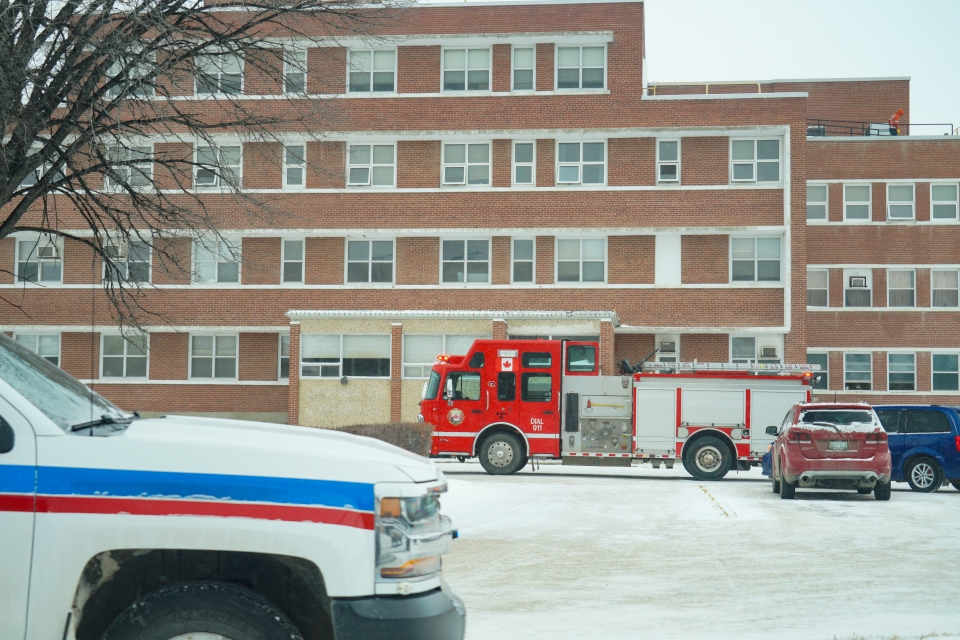 Emergency vehicles at the Weyburn General Hospital