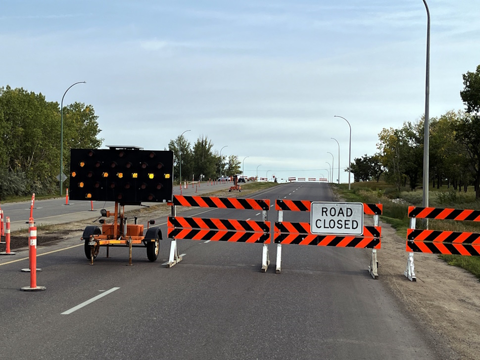 Stock photo of a closed road in Moose Jaw