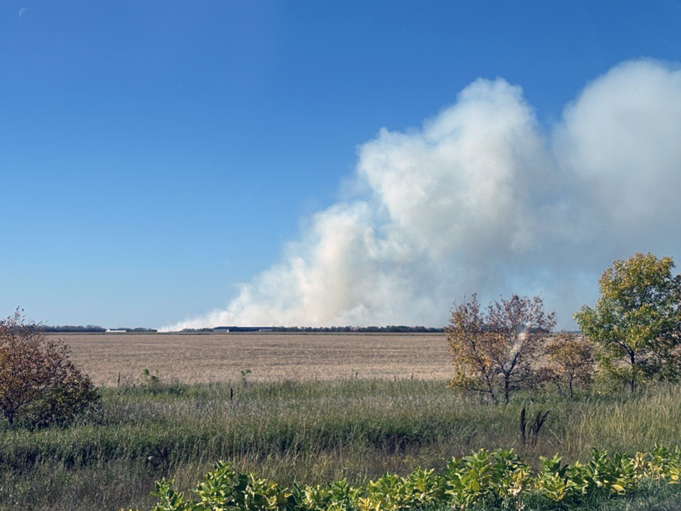 Large plume of smoke could be seen for miles around the Blumenort area Wednesday afternoon