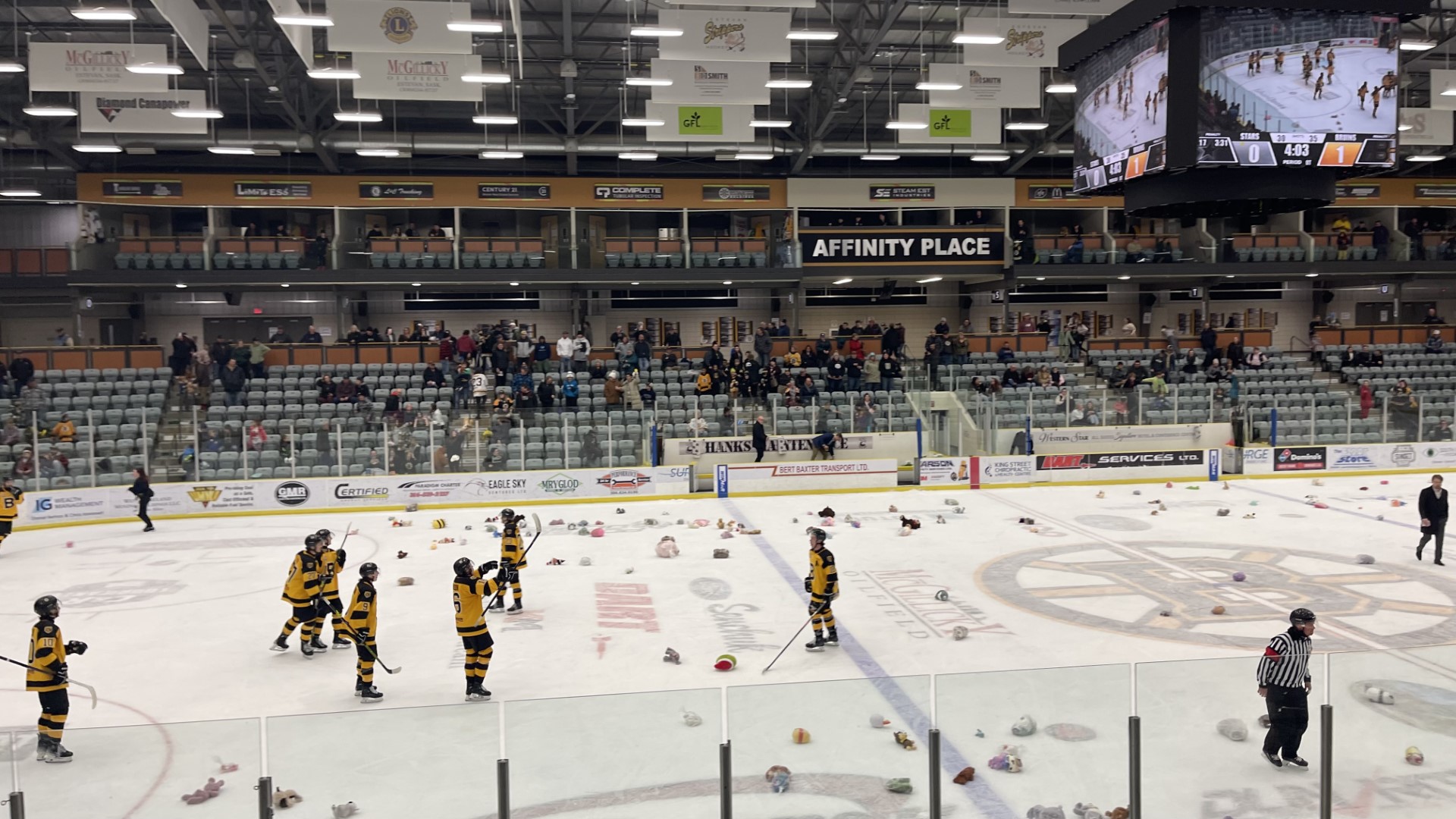 Estevan Bruins on ice with the Estevan Bears 