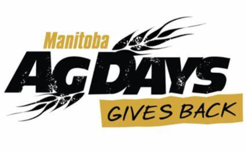 a banner that reads, "Manitoba Ag Days Gives Back'