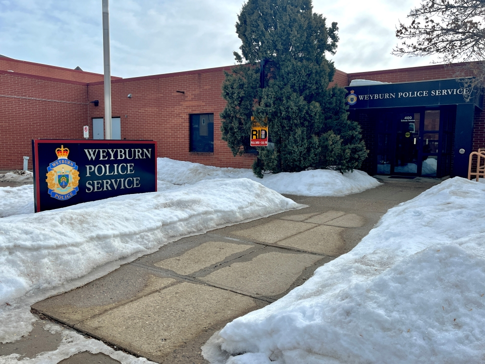 The Weyburn Police Service on an overcast winter day.