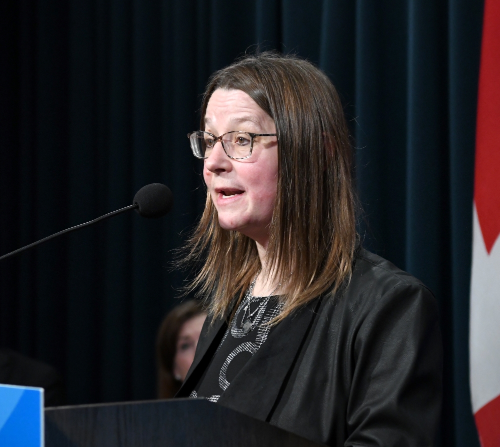 Rowan House's Executive Director Linette Soldan at a provincial funding announcement on Feb. 11, 2025.
