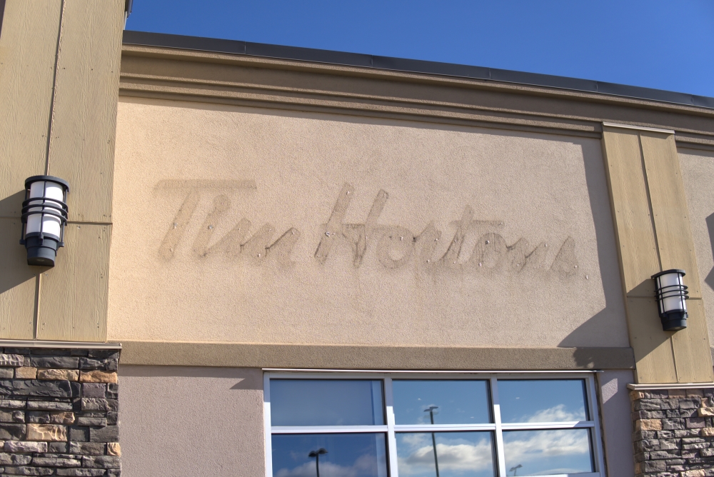 The recently-removed Tim Hortons sign.