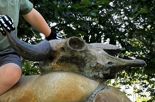 Before it was taken, the skull stood atop the art piece. Sheila Hughes