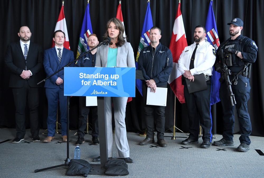Danielle Smith announcing Alberta's response to U.S. tariffs.