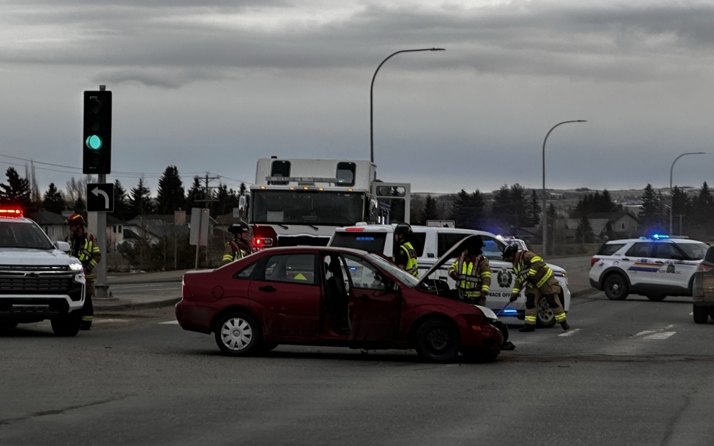 A collision on Highway 2A at the north end of Okotoks.