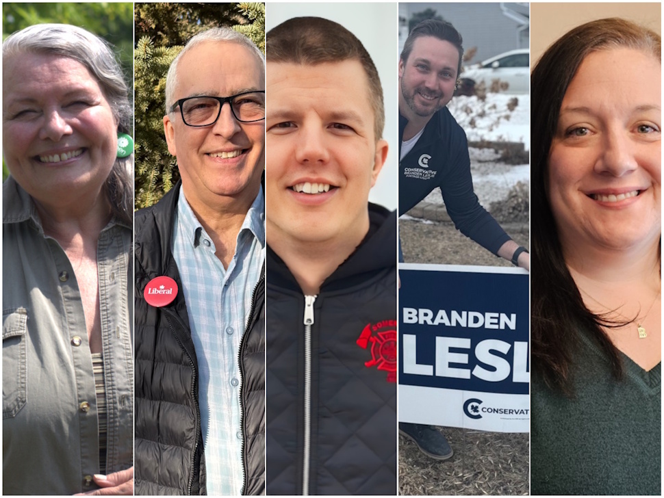 The five candidates in the Portage-Lisgar Riding
