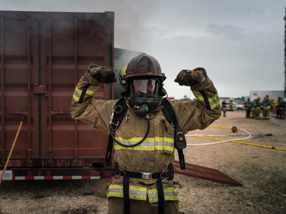 Fire fighter at a training event