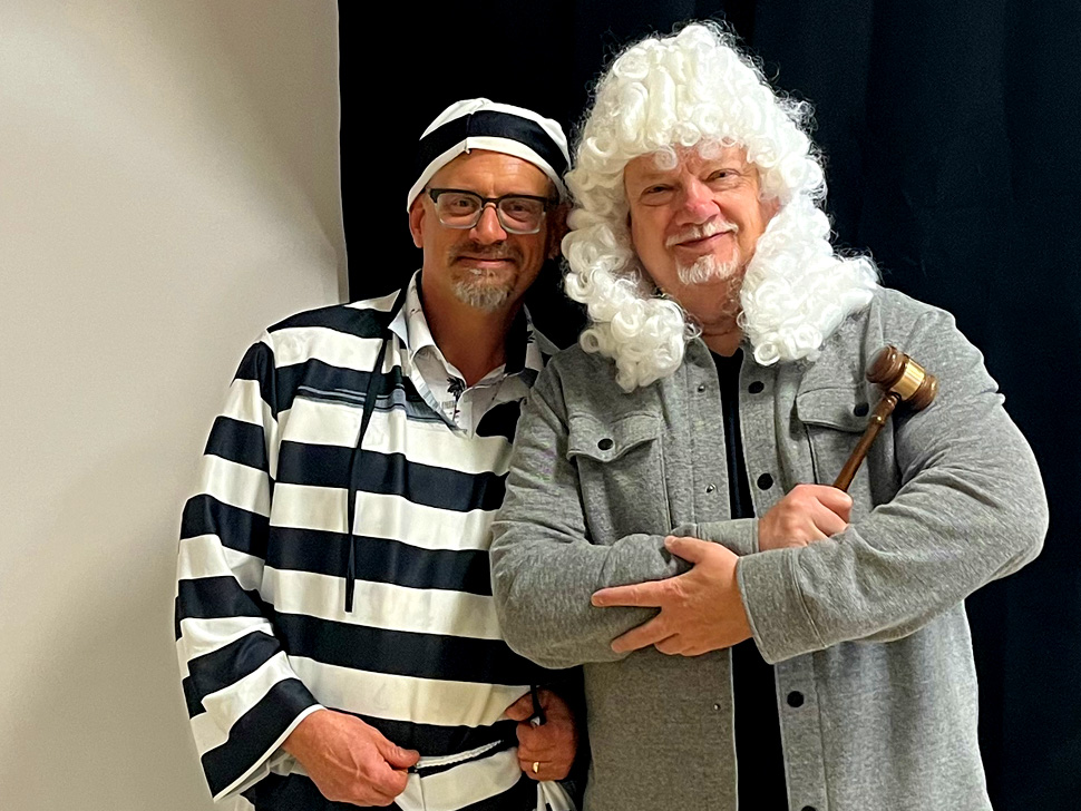 Earl Funk and Kelvin Goertzen in costume at the Rotary Jailbreak fundraiser