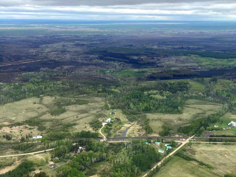 an aerial shot showing burnt area