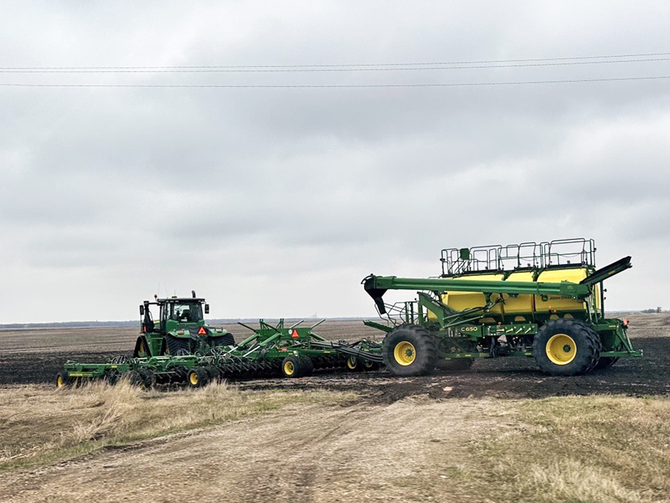 Farm machinery ready to go along PR 305.