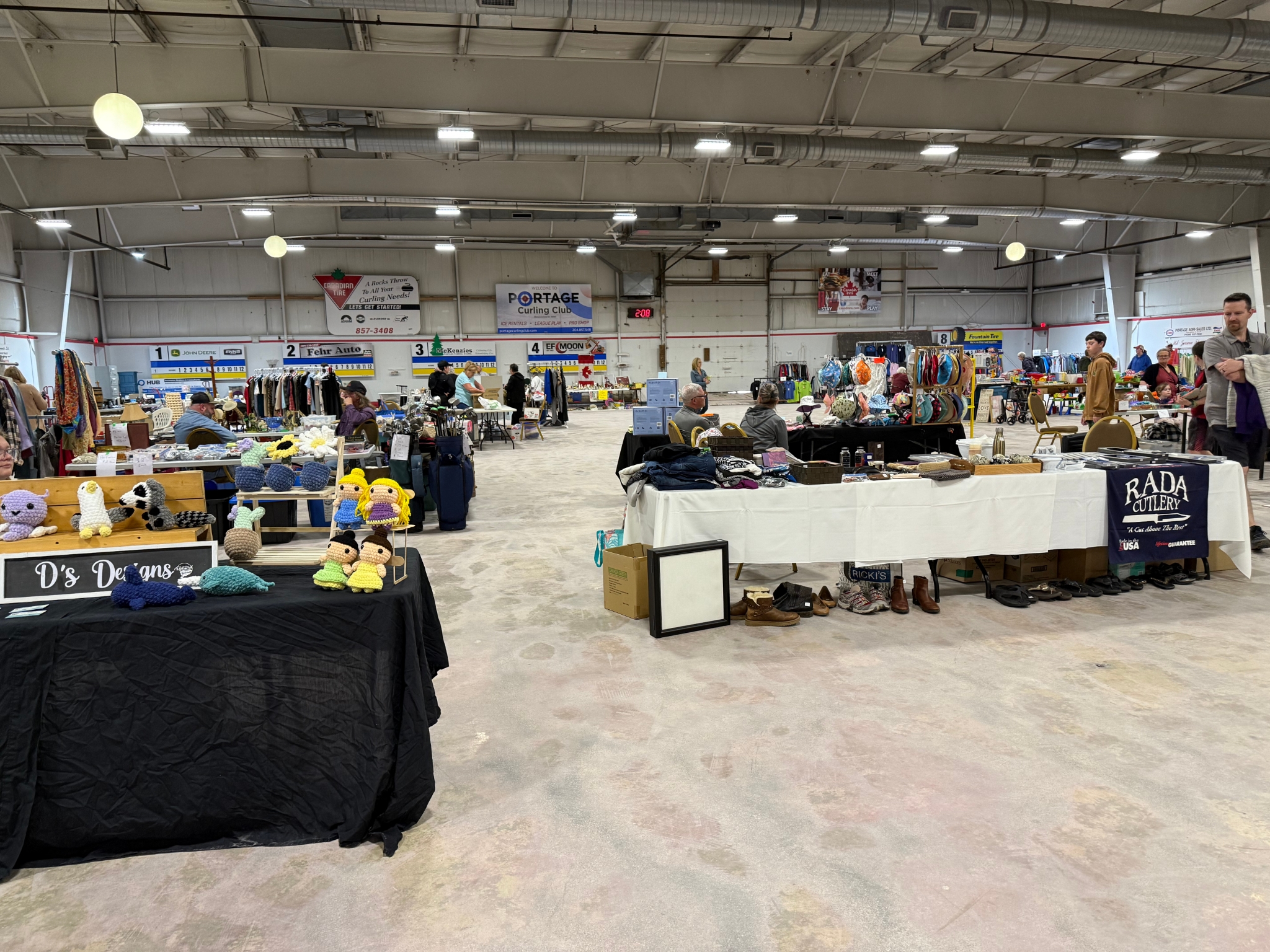A shot of the garage sale going on in the curling rink in Portage