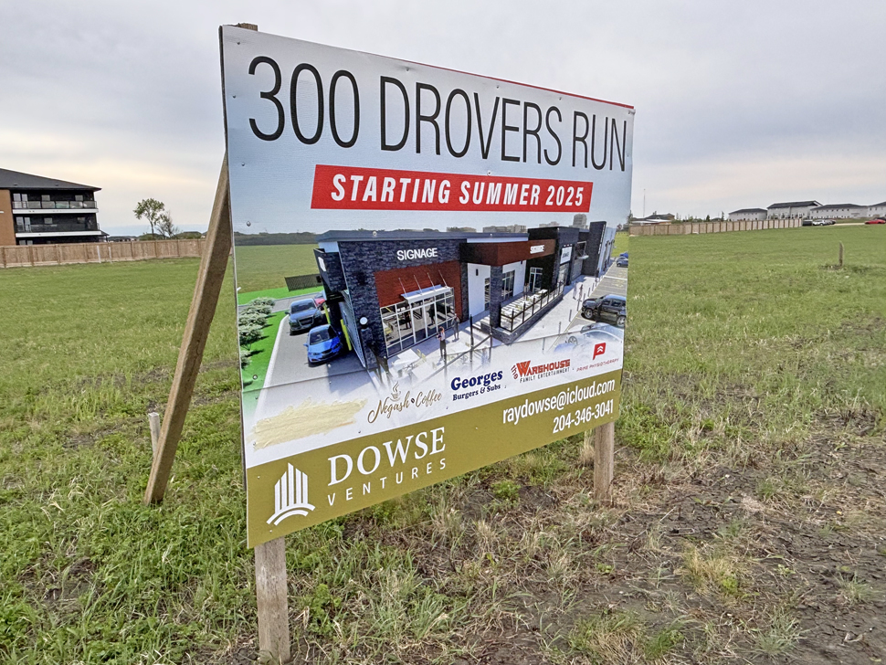 The location of the new strip mall at 300 Drover's Run on the west side of Niverville.