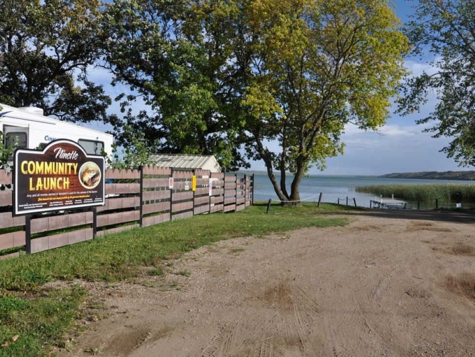 a boat launch at Pelican Lake