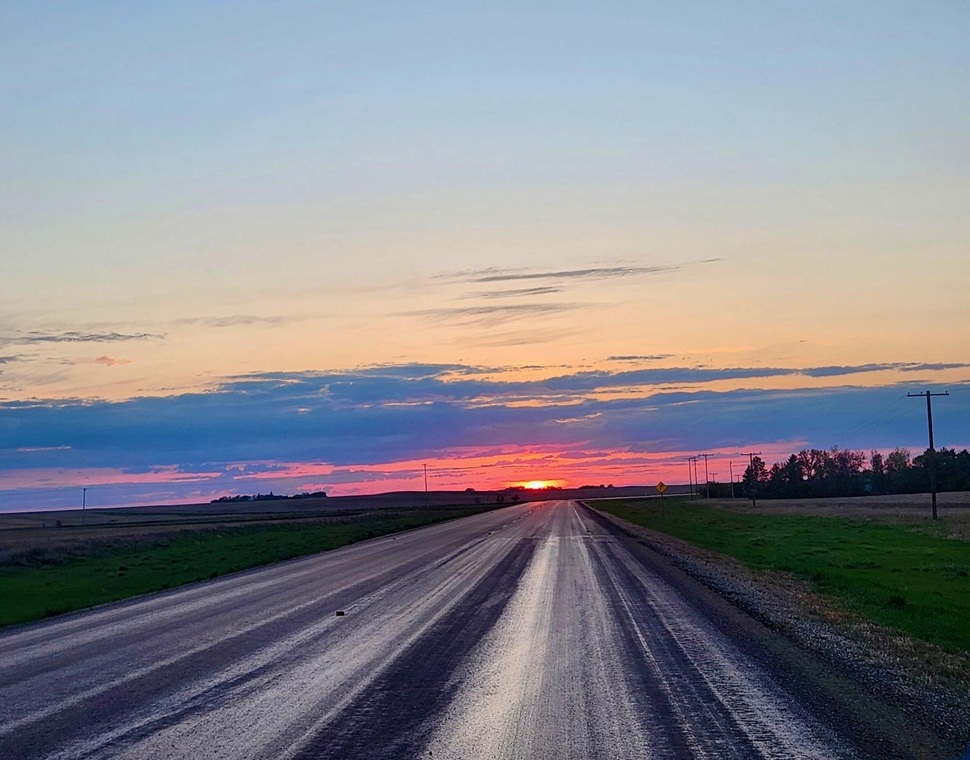 A view of the oil work on Highway 32 just after Success heading to Pennant. (photo by Hayden Michaels)