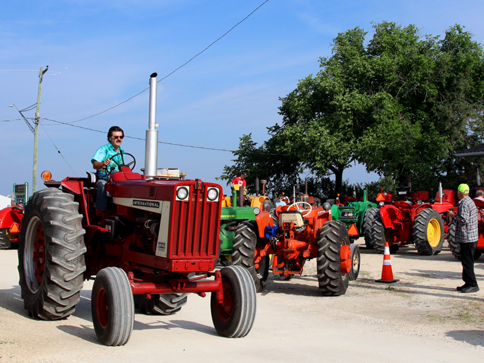 Tractor driving at Neufelds garage