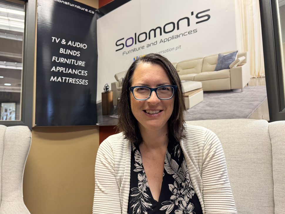 Candace Bakx-Friesen in the MIX studio, furnished by Solomon's